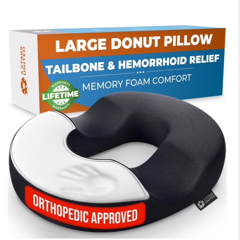 Home/Office Large Donut Pillow ‘Tailbone & Hemorrhoid  Relief’ Memory Foam